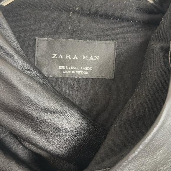 ZARA Black Faux Leather short sleeve Jacket Sz L - Picture 5 of 7